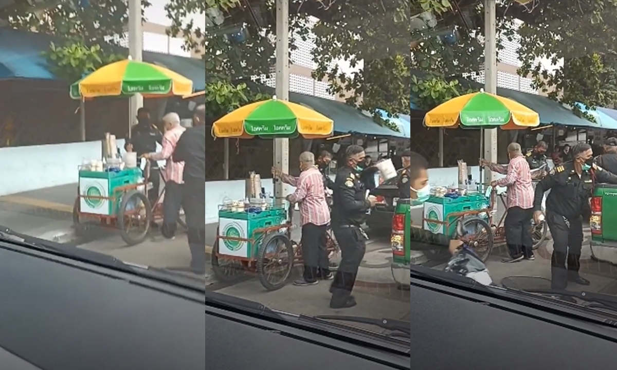 แชร์ว่อน คลิปลุงปั่นสามล้อขายไอศกรีม ถูกเทศกิจยึดอุปกรณ์ทำมาหากิน