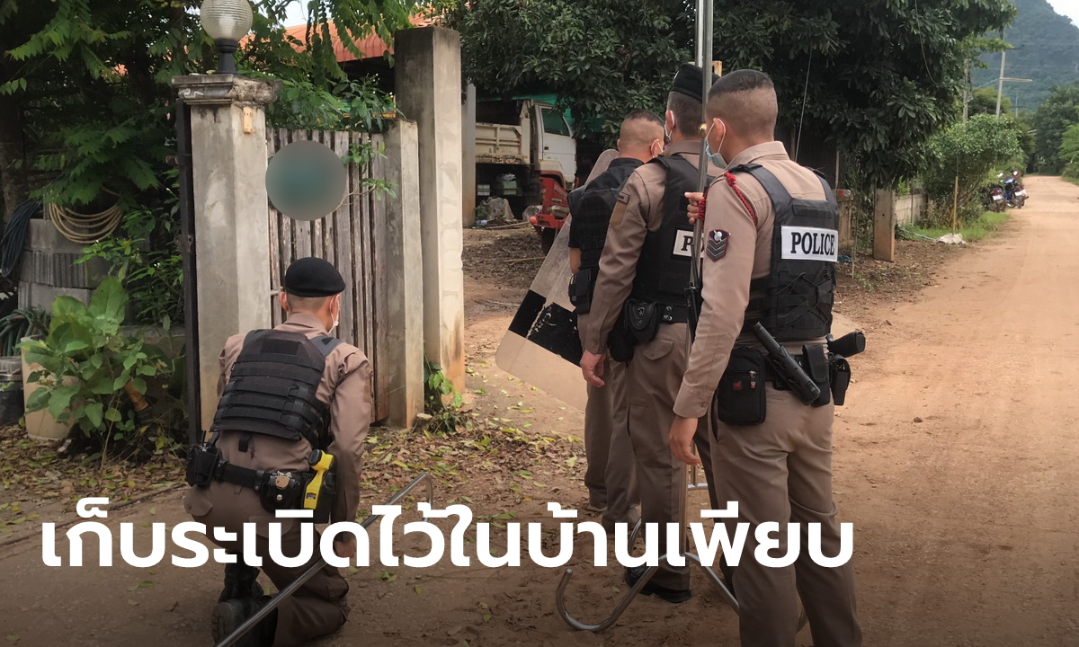 ชายหลอนอาละวาด ไปค้นบ้านแทบช็อก เก็บระเบิดในห้องนอนเกือบ 100 ลูก