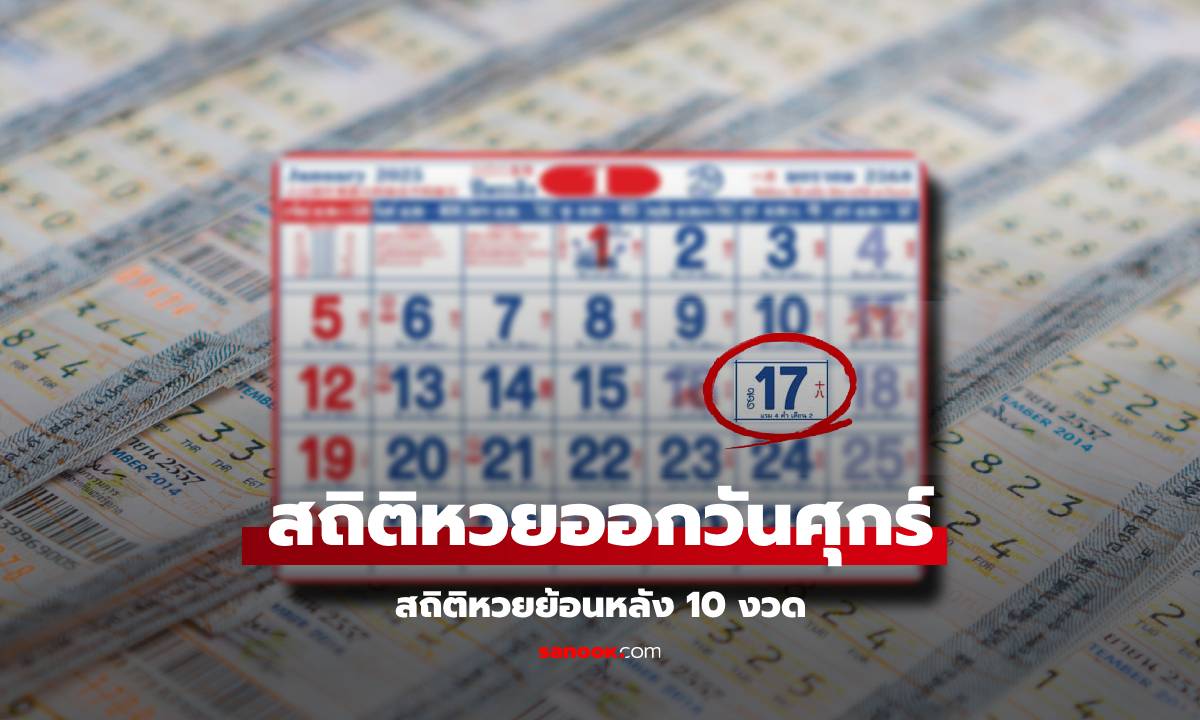 สถิติหวยออกวันศุกร์ งวดนี้ 17/1/68 รวมสถิติย้อนหลัง 10 งวด มีเลขเคยออกซ้ำ