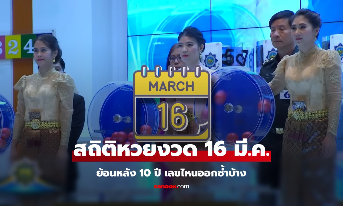 สถิติหวยออก งวด 16 มีนาคม ออกเลขไหนบ้าง เลขเด็ดงวดนี้ 16/3/68