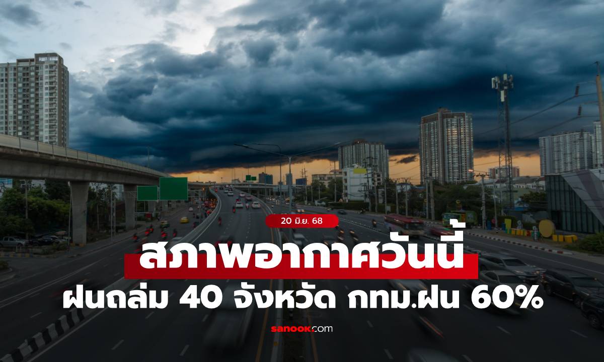 สภาพอากาศวันนี้ ประเทศไทยมีฝนเพิ่มขึ้น ถล่ม 40 จังหวัด กทม.โดนเต็มๆ 60%