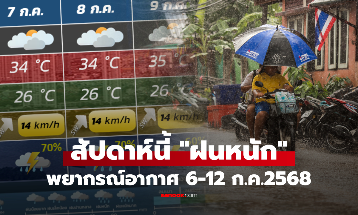 ไทยสัปดาห์นี้ "ฝนตกหนัก" กรมอุตุฯ เตือน 7 ก.ค.พีกสุด เช็กพื้นที่เสี่ยงน้ำท่วมฉับพลัน!