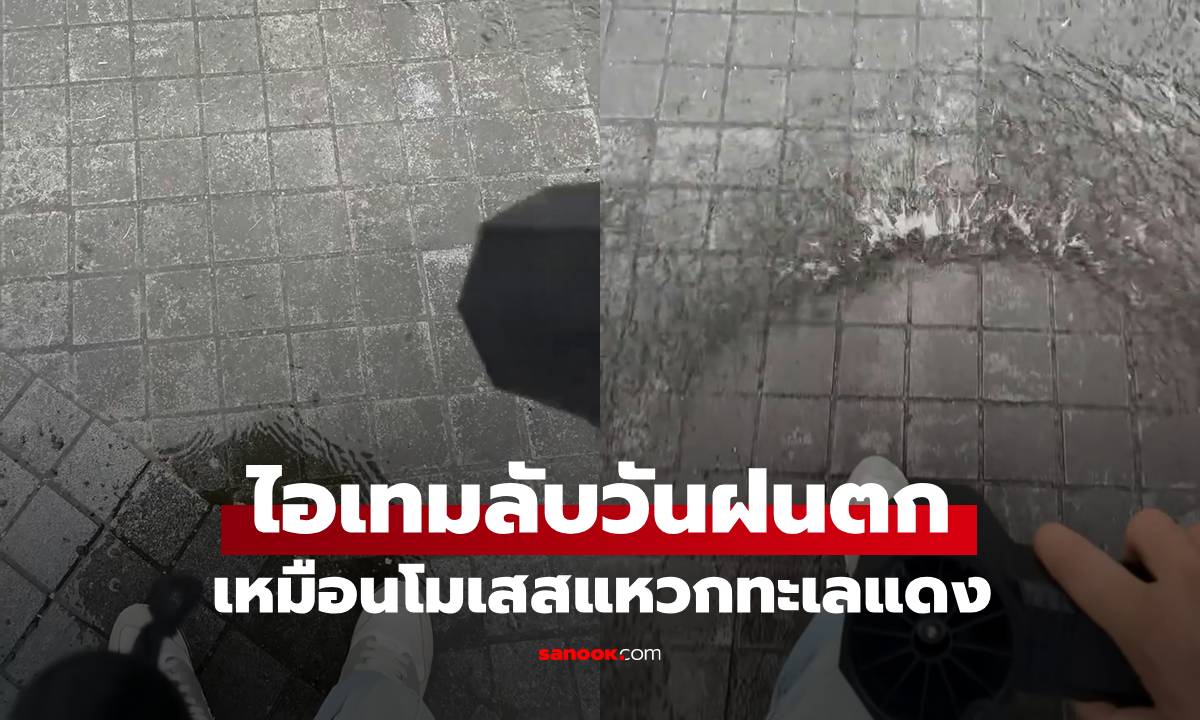 ฝนตก-น้ำท่วม! สาวพก \