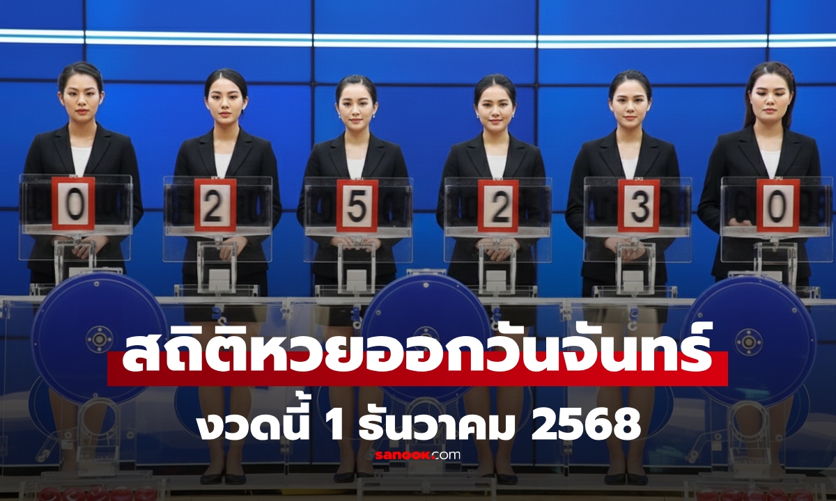 สถิติหวยออกวันจันทร์ หวยงวดนี้ 1 ธันวาคม 2568 สถิติย้อนหลัง 10 ปี งวด 1/12/68