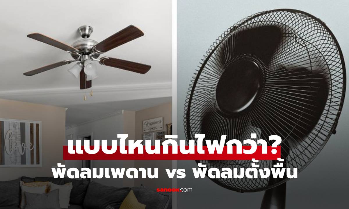 "พัดลม" เพดาน vs ตั้งพื้น แบบไหนกินไฟกว่า? เทียบสเปก 3-4-5 ใบพัด ต่างกันยังไง?