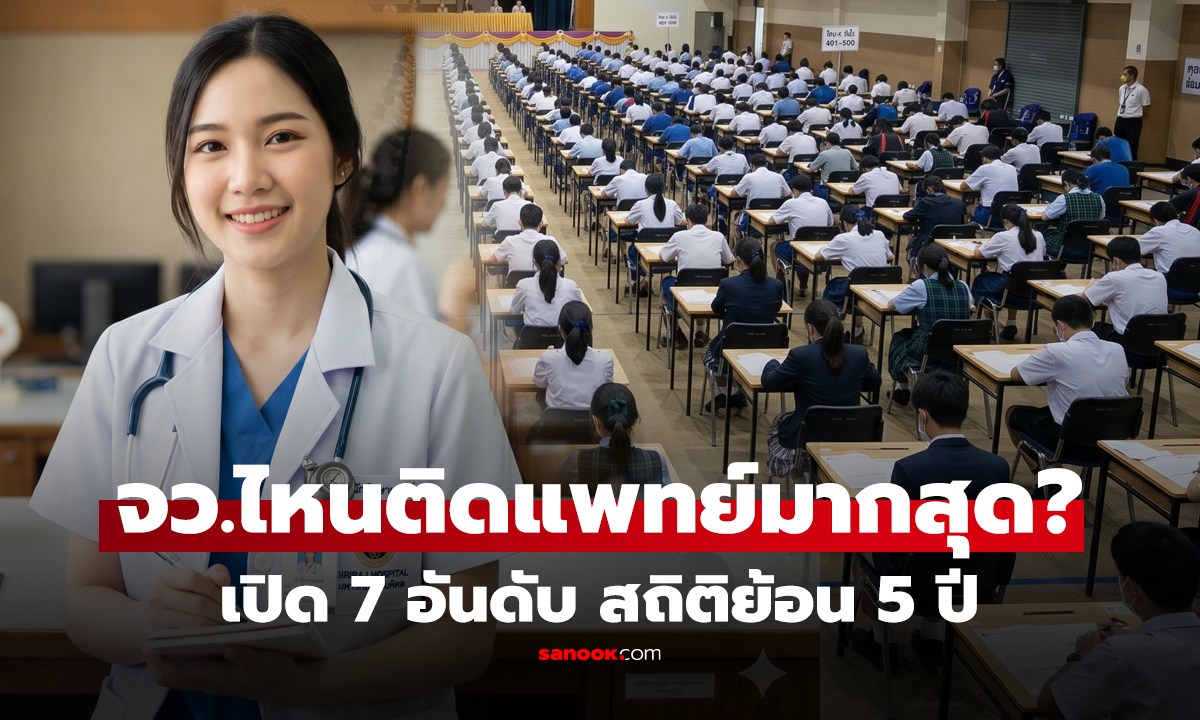 เปิด 7 อันดับ "จังหวัดเด็กสอบติดแพทย์มากสุด" เช็กสถิติย้อน 5 ปี ใครครองแชมป์ยาว? มีจว.มาแรงแซงโค้ง!
