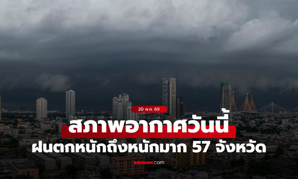 สภาพอากาศวันนี้ กรมอุตุฯ เตือน ฝนตกต่อเนื่อง เปิดชื่อ 57 จังหวัด ฝนถล่ม กทม.ด้วย