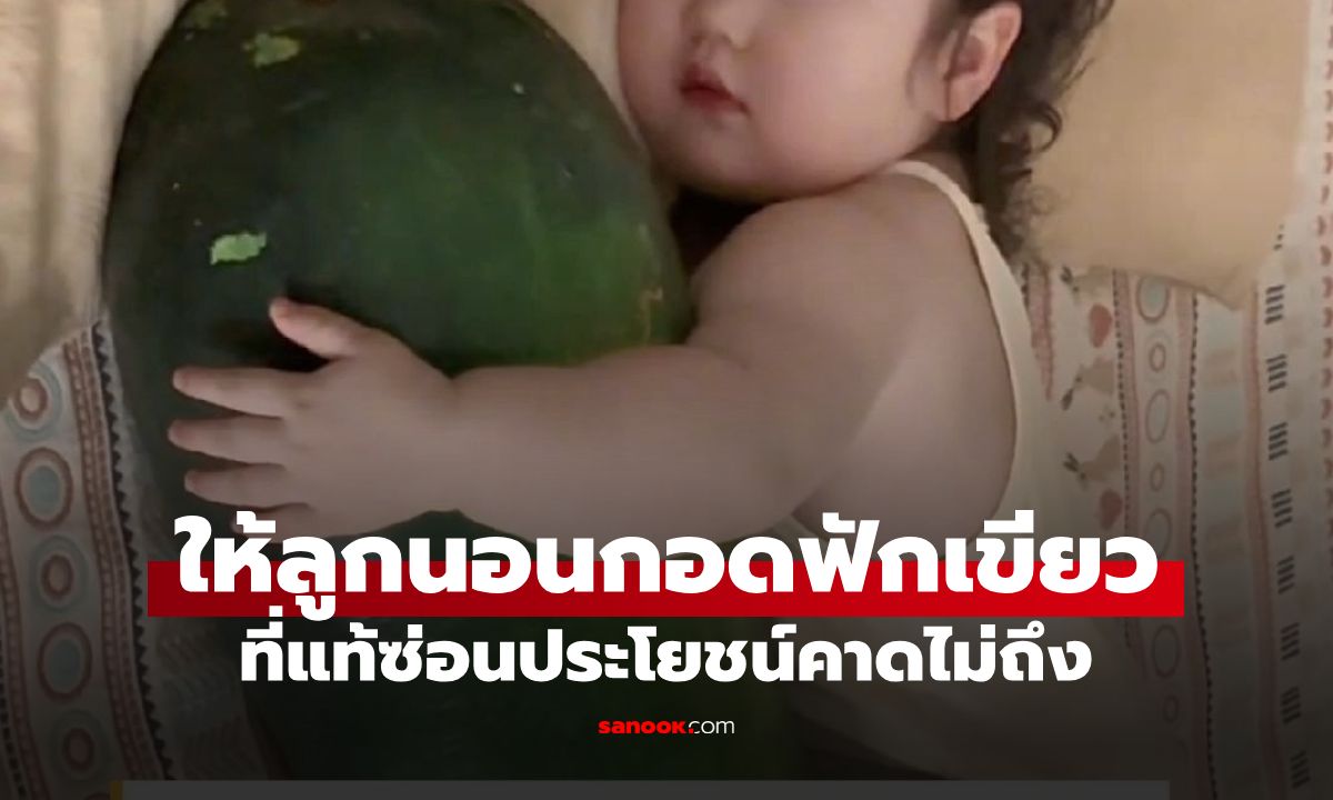 พ่อแม่ชาวจีนแห่เอา "ฟักเขียวยักษ์" ให้ลูกนอนกอด ที่แท้ซ่อนประโยชน์คาดไม่ถึง
