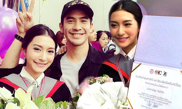 แฟนคลับฟิน! "โป๊บ ธนวรรธน์" หอบดอกไม้ยินดี "มิว นิษฐา" รับปริญญา