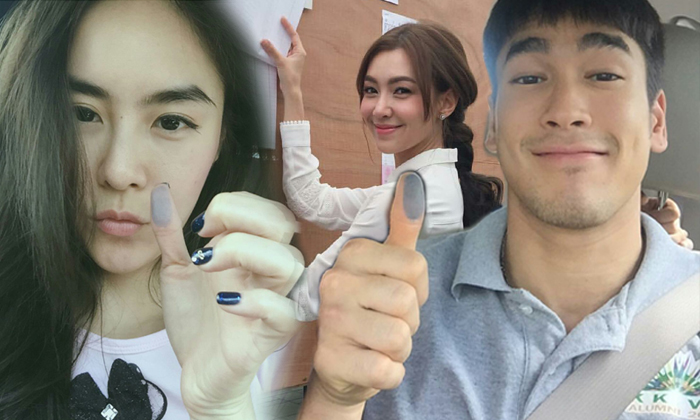 ดาราคนดังโชว์นิ้วเลอะหมึก ตบเท้าใช้สิทธิออกเสียงประชามติ