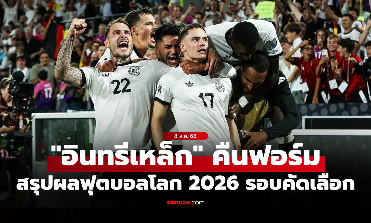 สรุปผลบอลเมื่อคืน ฟุตบอลโลก 2026 รอบคัดเลือก ประจำวันที่ 8 ก.ย. 68