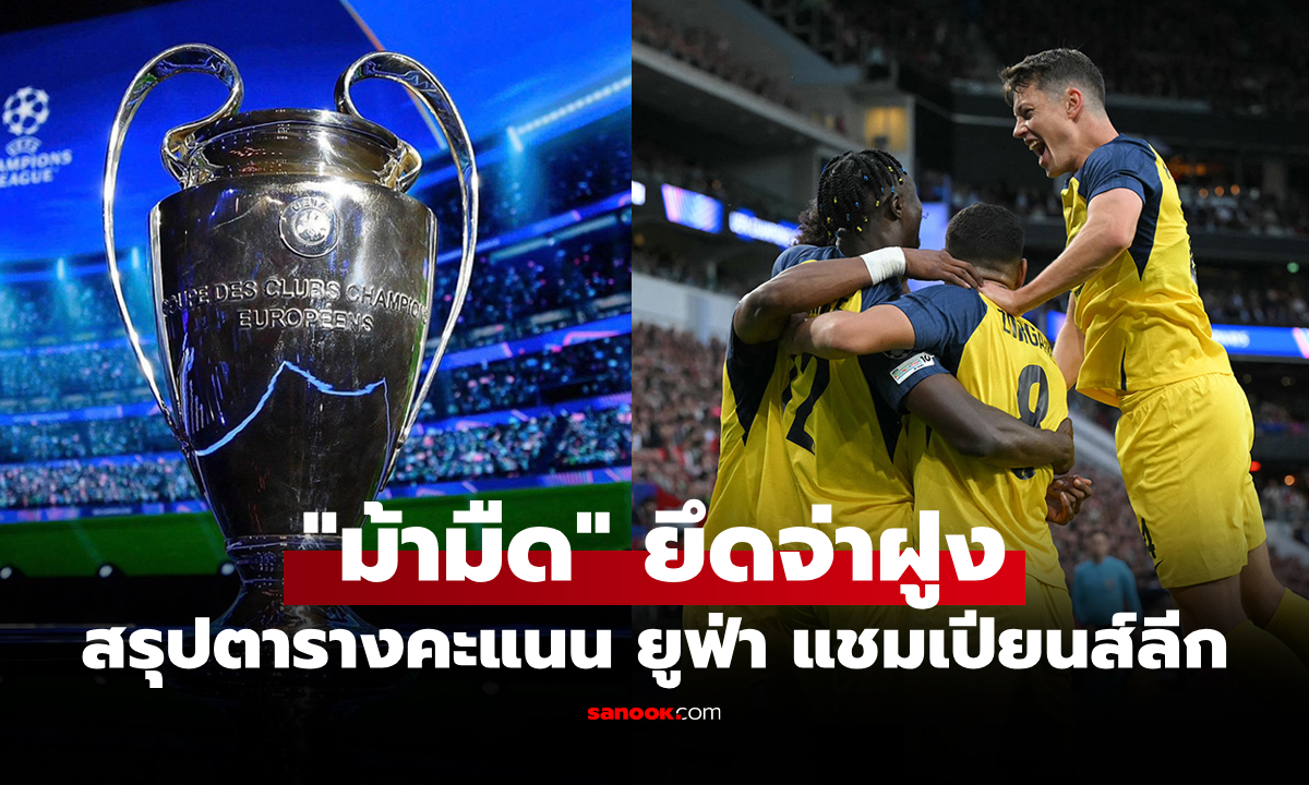 สรุปตารางคะแนน ยูฟ่า แชมเปียนส์ลีก ฤดูกาล 2025-26 ประจำวันที่ 17 ก.ย. 68