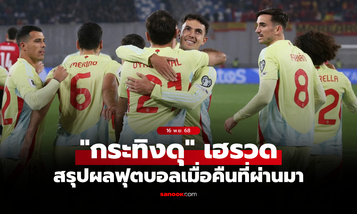 สรุปผลบอลเมื่อคืน ฟุตบอลโลก 2026 รอบคัดเลือก ประจำวันที่ 16 พ.ย. 68