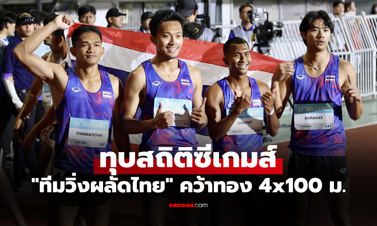 ไปดูคลิป! ทีมผลัด 4x100 ชาย โชว์สปีดทิ้งคู่แข่งกระจุยหยิบทองซีเกมส์ 2025