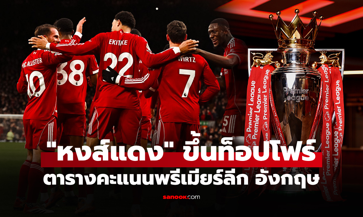 ตารางคะแนนพรีเมียร์ลีกอังกฤษ ฤดูกาล 2025-26 ประจำวันที่ 28 ธ.ค. 68